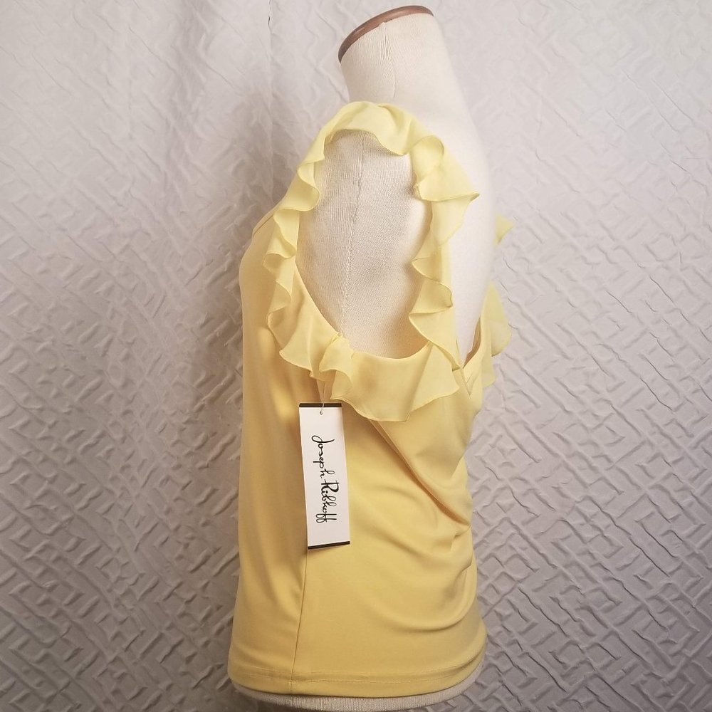 Joseph Ribkoff NWT Yellow Ruffled Sleeveless Top - Picture 4 of 7